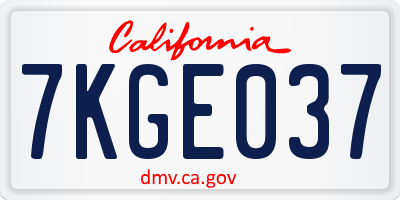 CA license plate 7KGE037