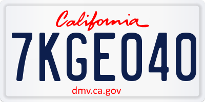 CA license plate 7KGE040
