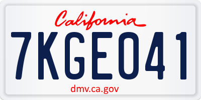 CA license plate 7KGE041