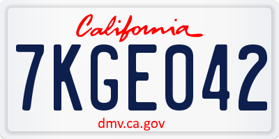 CA license plate 7KGE042