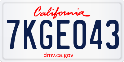 CA license plate 7KGE043