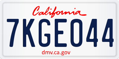 CA license plate 7KGE044
