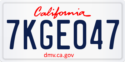CA license plate 7KGE047