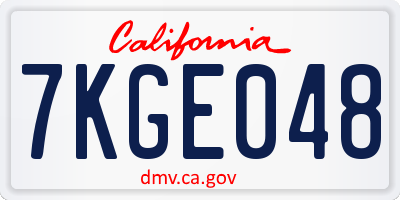 CA license plate 7KGE048