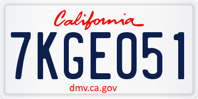 CA license plate 7KGE051