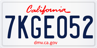 CA license plate 7KGE052