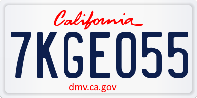 CA license plate 7KGE055