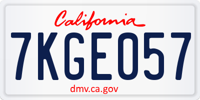 CA license plate 7KGE057