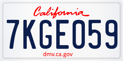 CA license plate 7KGE059