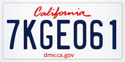 CA license plate 7KGE061