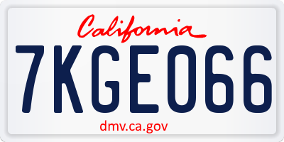 CA license plate 7KGE066