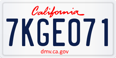 CA license plate 7KGE071