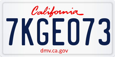 CA license plate 7KGE073