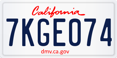 CA license plate 7KGE074