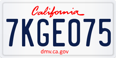 CA license plate 7KGE075