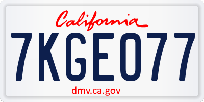 CA license plate 7KGE077