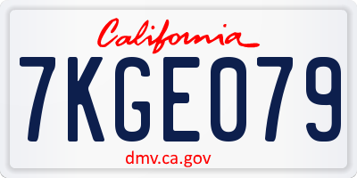 CA license plate 7KGE079