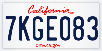 CA license plate 7KGE083