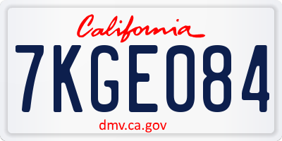 CA license plate 7KGE084