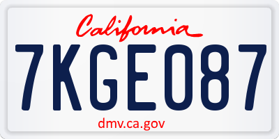 CA license plate 7KGE087