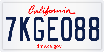 CA license plate 7KGE088