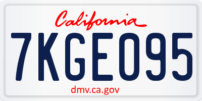 CA license plate 7KGE095