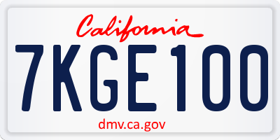 CA license plate 7KGE100