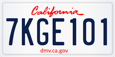 CA license plate 7KGE101