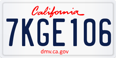 CA license plate 7KGE106