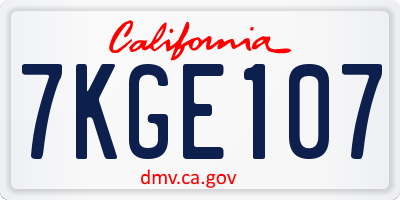 CA license plate 7KGE107