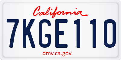 CA license plate 7KGE110