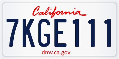 CA license plate 7KGE111