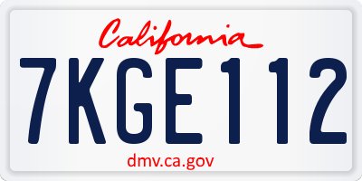 CA license plate 7KGE112