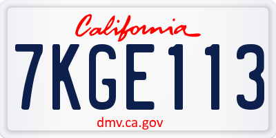 CA license plate 7KGE113