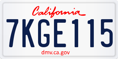 CA license plate 7KGE115