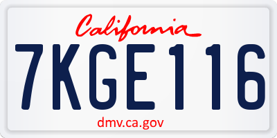 CA license plate 7KGE116