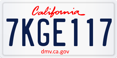CA license plate 7KGE117