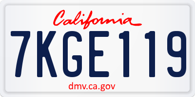 CA license plate 7KGE119