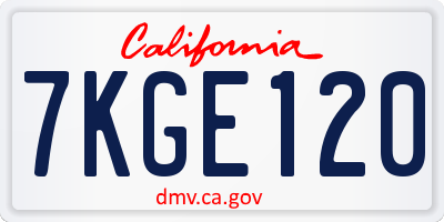 CA license plate 7KGE120