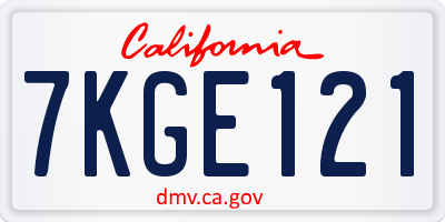 CA license plate 7KGE121