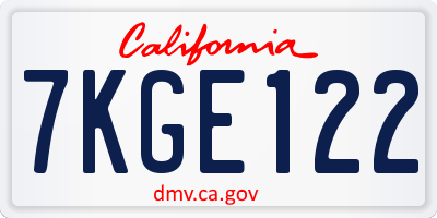 CA license plate 7KGE122