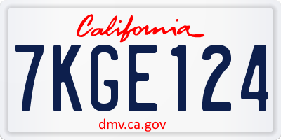 CA license plate 7KGE124