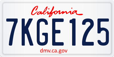 CA license plate 7KGE125