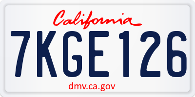 CA license plate 7KGE126