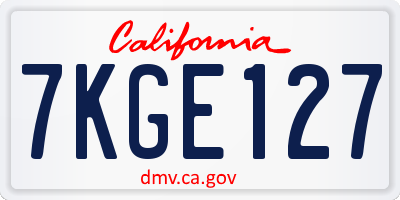 CA license plate 7KGE127