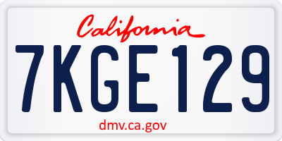 CA license plate 7KGE129