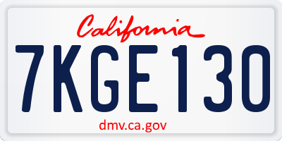 CA license plate 7KGE130