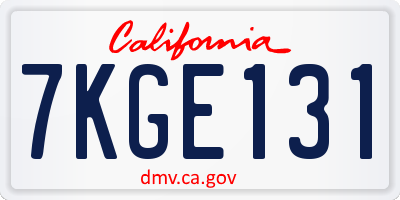 CA license plate 7KGE131