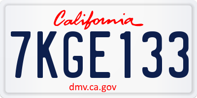 CA license plate 7KGE133