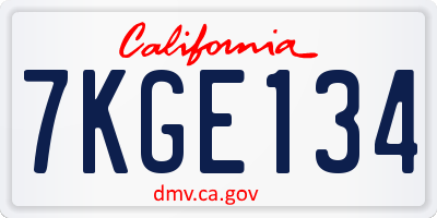 CA license plate 7KGE134